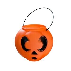 General Foam Plastics Orange Jack-O-Lantern Pumpkin Pail Made in USA 6 Inch NOS